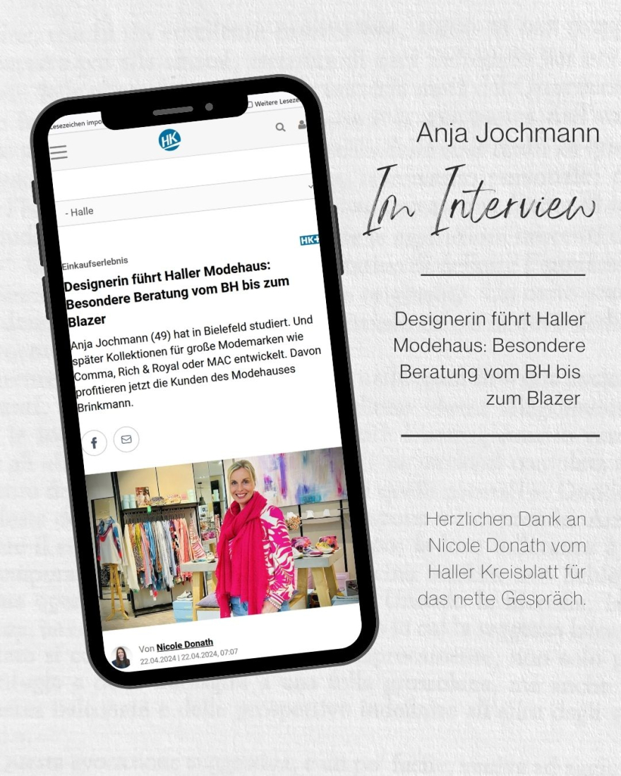 Artikel im Haller Kreisblatt: Designerin führt Haller Modehaus: Besondere Beratung vom BH bis zum Blazer
